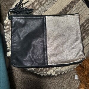 Prune Black and Silver Clutch-Argentinian 100% leather